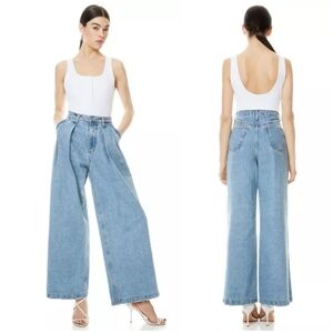 Alice + Olivia Light Blue Wide Leg Flare Jeans
